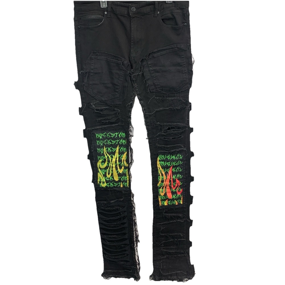 Rockstar Original Kayce Black Super Stacked Men's Jean - Size 38